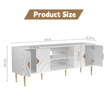 HLR TV Stand for 65/70/75 inch TV, Entertainment Center with Storage Cabinets and Embossed Pattern D...