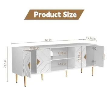 HLR TV Stand for 65/70/75 inch TV, Entertainment Center with Storage Cabinets and Embossed Pattern D...