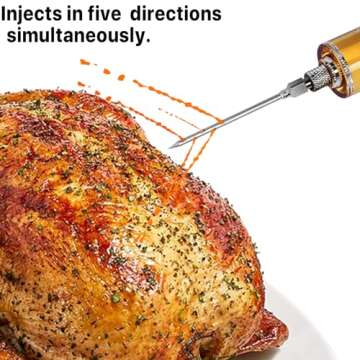 Meat Injector Syringe - 3 Marinade Injector Needles for BBQ Grill, Premium Portable Turkey Injector ...