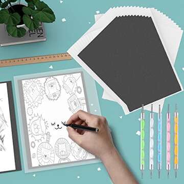 100 Sheets White Tracing Paper 100 Sheets Carbon Transfer Paper and 5 Pieces Ball Embossing Styluses...