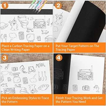 100 Sheets White Tracing Paper 100 Sheets Carbon Transfer Paper and 5 Pieces Ball Embossing Styluses for Wood Burning Craft, Paper, Canvas and Other Art Craft Surfaces