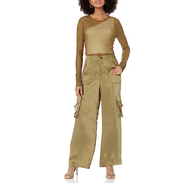 Stylish Jessenia Shine Cargo Pants in Martini Olive