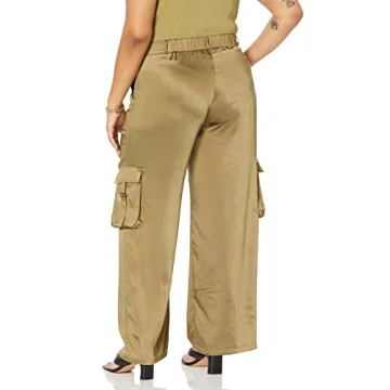 Stylish Jessenia Shine Cargo Pants in Martini Olive