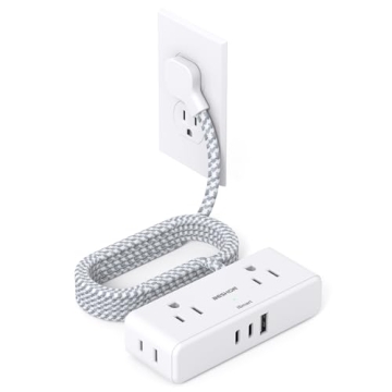 6ft Flat Extension Cord with USB Ports for Home