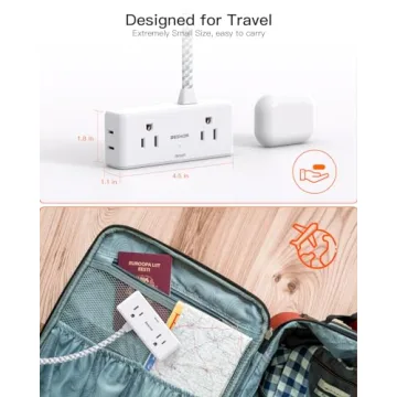 6ft Flat Extension Cord with USB Ports for Home