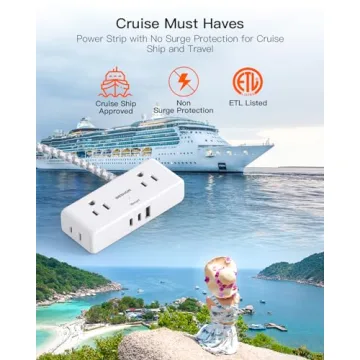 6ft Flat Extension Cord with USB Ports for Home