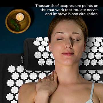 Dr Relief Acupressure Mat 28" x 17" - Shiatsu Intervention Mat & Pillow Gift Set - Quick Back & Neck Pain Relief for Men & Women, Cushion for Sciatica, Trigger Point Therapy, Stress Relief and Muscle