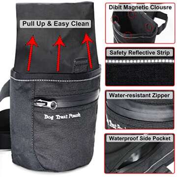 Dog Treats Training Pouch, Magnetic Closure Dog Treat Bag with Training Clicker, Doggie Puppy Snack ...