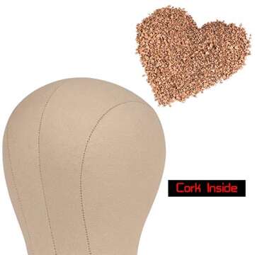 L7 Canvas Block Head for Wig Display, Making and Styling,Cork Canvas Blocked Head with Mount Hole Manikin Head 23 Inch