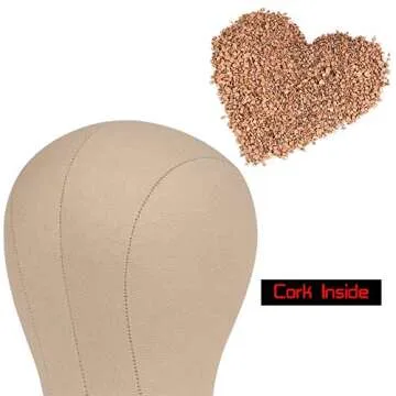 L7 Canvas Block Head for Wig Display, Making and Styling,Cork Canvas Blocked Head with Mount Hole Manikin Head 23 Inch