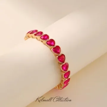 KELMALL Party Prom Stretch Rhinestone Bracelet for Women, Trendy Exquisite Heart Geometric Crystal Elastic Bangle Packaged with Jewelry Box