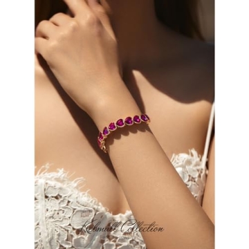 KELMALL Party Prom Stretch Rhinestone Bracelet for Women, Trendy Exquisite Heart Geometric Crystal Elastic Bangle Packaged with Jewelry Box