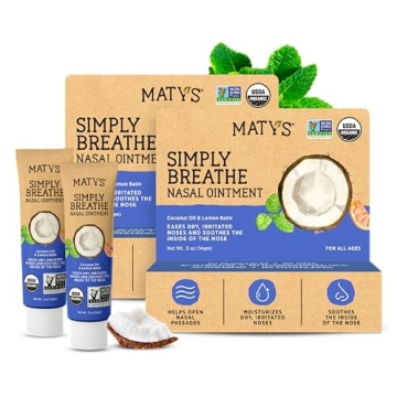 Matys Organic Simply Breathe Nasal Ointment - Moisturizing Relief for Irritated Nostrils, 2 Pack 0.5...