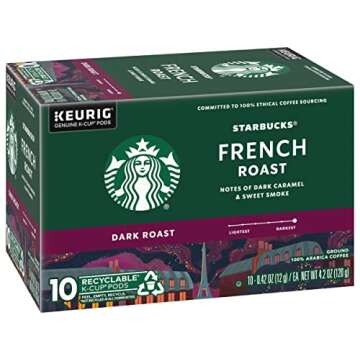 Starbucks Coffee K-Cup Pods, French Roast, Dark Roast Ground Coffee K-Cups for Keurig Brewers, 100% Arabica Coffee, 10 CT K-Cup Pods/Box (Pack of 2 Boxes)