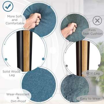 Yaheetech Mid-Century Accent Chairs, Modern Upholstered Living Room Chair, Cozy Armchair Button Tufted Back and Wood Legs for Bedroom/Office/Cafe, Navy Blue