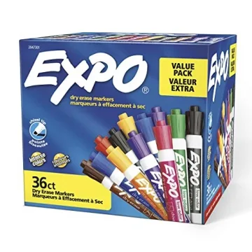 EXPO Chisel Tip Dry Erase Markers, Low-Odor Assorted Colors, Pack of 36 - Ideal for Classrooms, Offi...