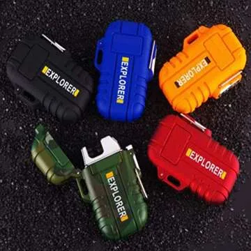 Dual Arc Plasma Electric Rechargeable Flameless Lighter Waterproof Windproof for Camping, Hiking, Skiing, Outdoor Adventure (Orange)