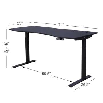 ApexDesk Elite Pro Series 71" x 33" Electric Height Adjustable Stand up Desk, Sit Stand Home Office Desk, Computer Desk - Curved Black
