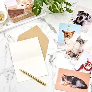 Hallmark Blank Cards Assortment, Dog and Cat Photos (36 Assorted Note Cards with Envelopes)