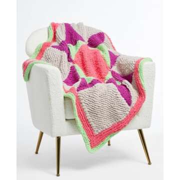 Premier Yarns Basix Chenille Brights Yarn 5.3 Oz Each Skein 6 Super Bulky Chunky Weight 3 Pack Bundle with Bella's Crafts Stitch Markers (Kiwi)