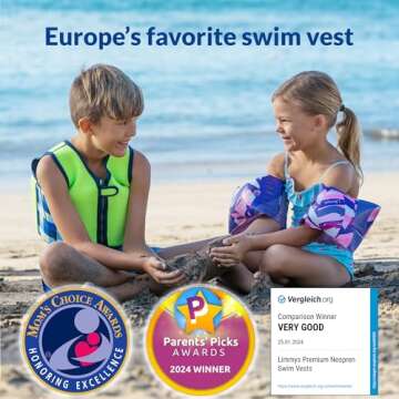 Limmys Premium Toddler Swim Vest - Toddler floaties, and Buoyancy Swimming Aid - Modern Design Swimming Vest for Boys, Girls and Babies - Drawstring Bag Included