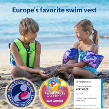 Limmys Premium Toddler Swim Vest - Toddler floaties, and Buoyancy Swimming Aid - Modern Design Swimming Vest for Boys, Girls and Babies - Drawstring Bag Included