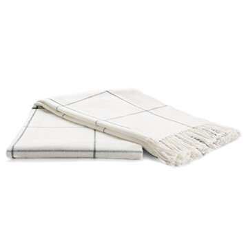 Arus Acrylic Highlands Collection Queen Size Tartan Plaid Design Throw Blanket Off-White, 60x80 inches