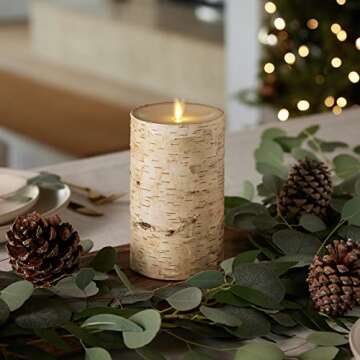 Luminara Realistic Flameless Candle - Birch Bark Wrapped - LED Moving Flame