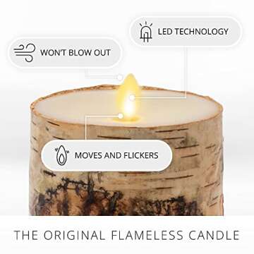 Luminara Birch Wrapped Flameless Candle - Realistic LED Light