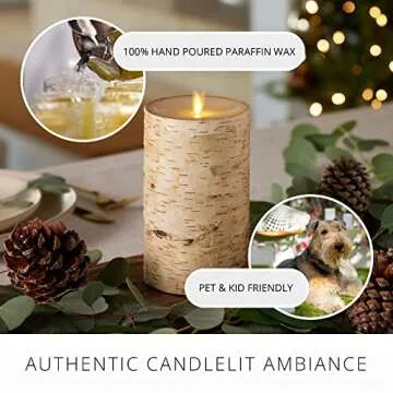Luminara Birch Wrapped Flameless Candle - Realistic LED Light
