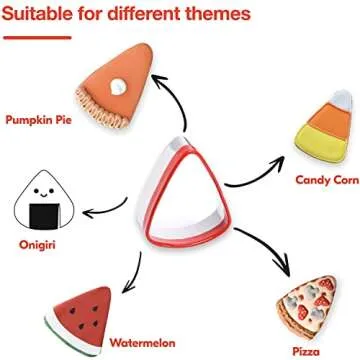 COOKIEQUE 3-Piece Candy Corn Cookie Cutter, Fall Thanksgiving Pumpkin Pie Cookie Cutters, Holiday Cookie Cutters, Unique Design with Protective Red Top PVC