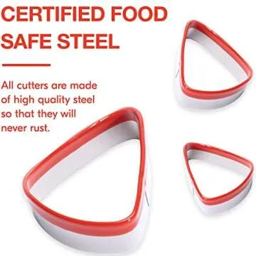 COOKIEQUE 3-Piece Candy Corn Cookie Cutter, Fall Thanksgiving Pumpkin Pie Cookie Cutters, Holiday Cookie Cutters, Unique Design with Protective Red Top PVC