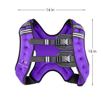Prodigen Weighted Vest for Women and Men 12 Lbs with Reflective Stripe and Double Adjustable Buckle Straps Weight Vests for Strength Training, Jogging, Cardio, Weight Loss, Muscle Building, Purple