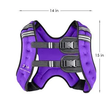 Prodigen Weighted Vest for Women and Men 12 Lbs with Reflective Stripe and Double Adjustable Buckle Straps Weight Vests for Strength Training, Jogging, Cardio, Weight Loss, Muscle Building, Purple