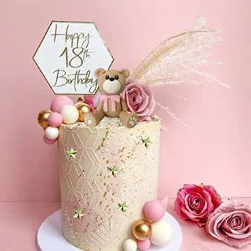 Bear Cake Toppers Bear Balls Cake Decorations with Stars Clouds Cake Toppers for Boy Girl Baby Shower Birthday Party Decorations (Pink Bear Set)