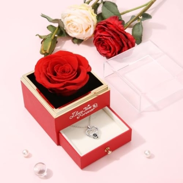 WILDLOVE Gifts: Preserved Rose & Mom Necklace Set
