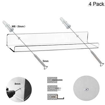 Cerpourt Acrylic Floating Wall Shelves Set of 4 for Home