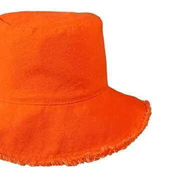 boderier Sun Hats for Women Summer Casual Wide Brim Cotton Bucket Hat Beach Vacation Travel Accessories (Orange)