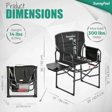 SUNNYFEEL Heated Camping Directors Chair, Heavy Duty,Oversized Outdoor Portable Heating Folding Chai...