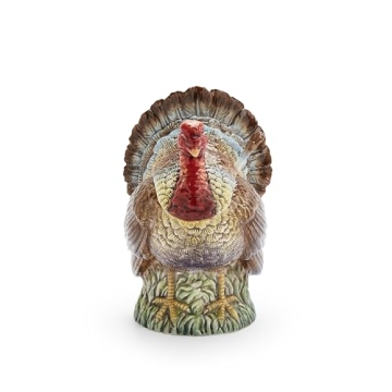 Spode 14oz Turkey-Shaped Gravy Boat with Ladle - Dolomite Thanksgiving Serveware | Large Table Cente...