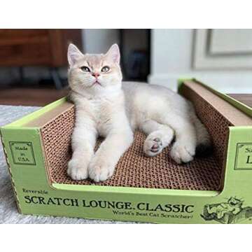 Scratch Lounge Cardboard Cat Scratcher & Lounger for Large Cats - XL 13x22 with Reversible Floor & Catnip - Heavy Duty Durable Bed Lasts 10x Longer Than Conventional Scratchers