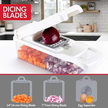 Ourokhome Vegetable Chopper Onion Cutter, 12 in 1 Professional Mandoline Slicer for Kitchen, Multifu...