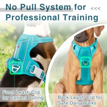 BARKBAY Dog Harness No Pull with ID Tag Pocket - Heavy Duty, Reflective, Easy Control for Large Dogs (Ocean Blue,L)