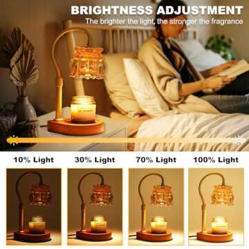 OHBET Candle Warmer Lamp with Timer, Candle Lamp Warmer with Dimmer & Height Adjustable, Flower Lamp Candle Warmer for Jar Candles, Dimmable Candle Warmer Lamp with 2 Bulbs (Gold)