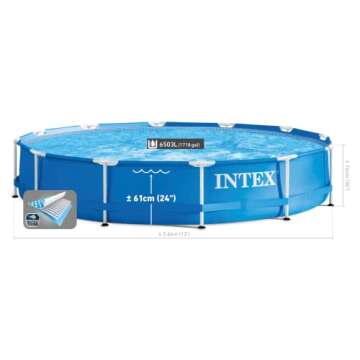INTEX 28211EH Metal Frame Above Ground Swimming Pool Set: 12ft x 30in – Includes 530 GPH Cartridge Filter Pump – Puncture-Resistant Material – Rust Resistant – 1718 Gallon Capacity