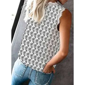 Stylish VIISHOW Women's V Neck Lace Trim Tank Top