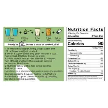 Jamie Geller Festive Herb Pilaf Mix | 2 Pack, 5 oz bag (142g) | OU KOSHER PAREVE | Seasonings for Rice and other Grains