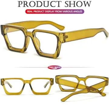 AIEYEZO Square Thick Frame Glasses for Women Men Fashion Blue Light Glasses Trendy Chic Computer Eyeglasses (Olive Green)