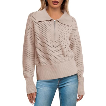 Stylish Doshoop Women's Half Zip Pullover Sweater