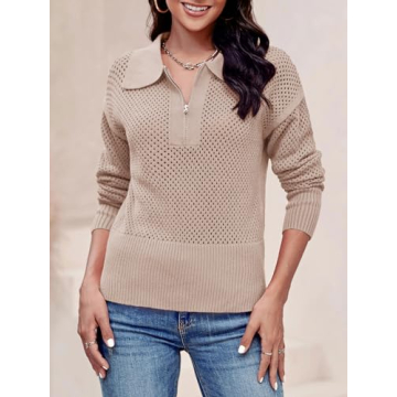 Stylish Doshoop Women's Half Zip Pullover Sweater